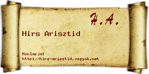 Hirs Arisztid névjegykártya